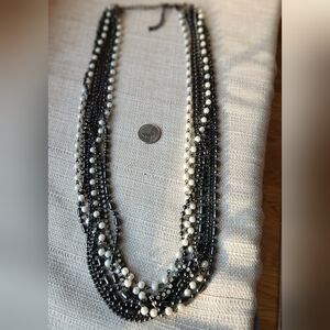 Elegant Black and White Beaded Necklace